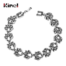 Kinel модный серый кристалл браслет браслеты серебряного цвета Дерево лист браслет женские винтажные ювелирные изделия