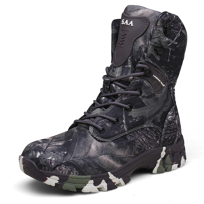 

HOMASS Big Size Tactical Hiking Shoes Men Camo Waterproof Hunting Boots High Top Outdoor Military Combat Boots Desert Army Botas