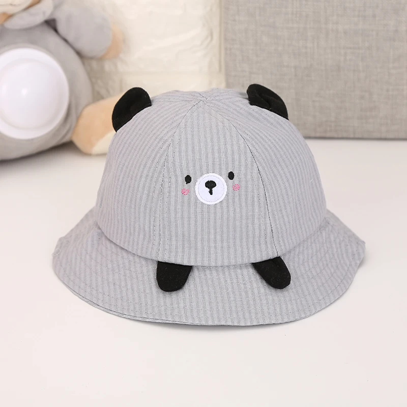 Мягкая хлопковая летняя детская Солнцезащитная шляпа с рисунком медведя, Детская кепка для маленьких мальчиков и девочек, джинсовая хлопковая кепка для малышей