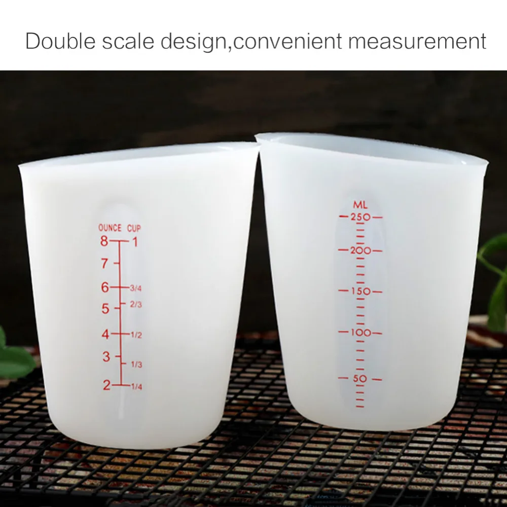 1 шт. Гибкая силиконовая мерная чашка с наклейка «линейка» Счетный распределительный контейнерный горшок кухонная Выпечка инструменты для приготовления пищи