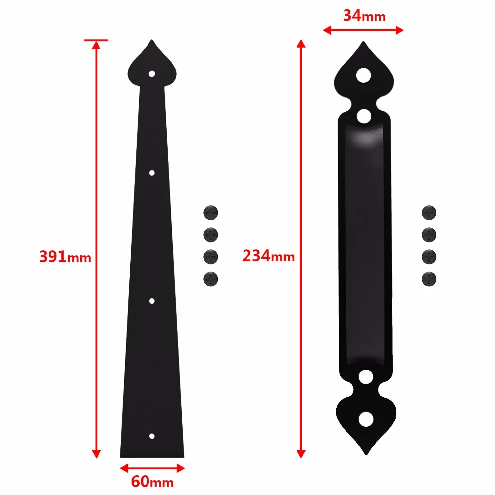 LWZH декоративные перевозки дом, гараж ручка шарнира акцент комплект раздвижные сарай Комплектующие дверей комплект Сердце Стиль 2 ручки 4 петли