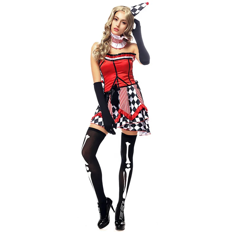New Woman's Halloween Costumes sexy Women Funny Clown Circus Cosplay