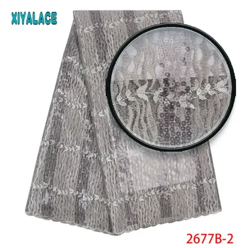 

Fashion African Lace Fabric High Quality 2019 Sequins Lace Embrodiery Lace Fabric For Grey french tulle lace for party 2677b