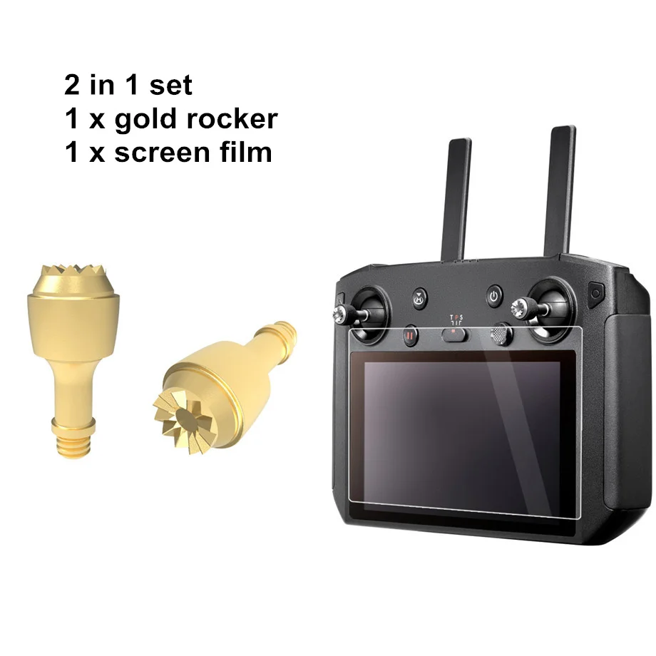4in1 комплект защитный Экран пленка для DJI Smart контроллер качалка металлические джойстики Съемная Стикеры Mavica 2 Управление - Цвет: Gold Rocker and Film
