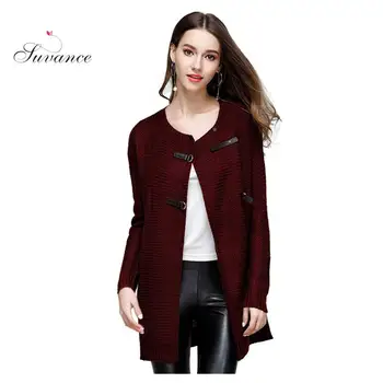 

Suvance Autumn Fashion Knitted O Neck Solid Color Single Breasted Long Sleeve Women Cardigans