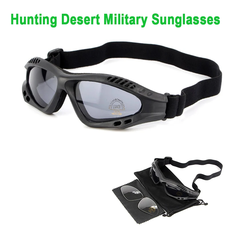 Polarized Army Goggles Desert 4 Lens, Outdoor UV Sports Hunting Military Sunglasses Men & Women
