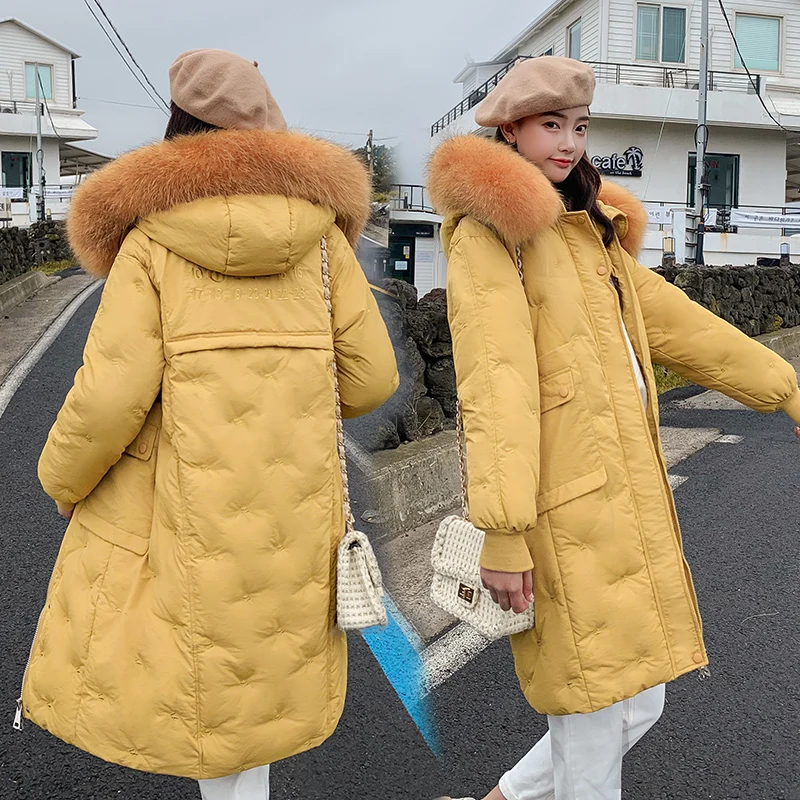 

bre 2020 High Quality Women Winter Jacket Outwear Hooded With Fur Collar Female Coat Long Warm Parka Abrigo Mujer