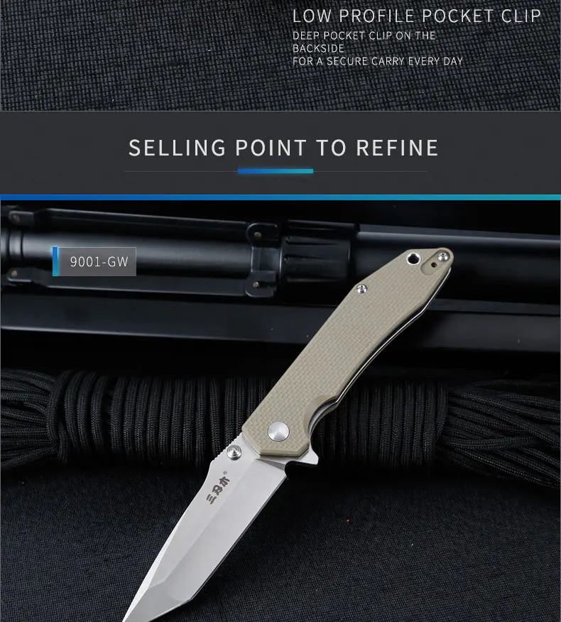 Sanrenmu 9001/9001-GW карманный складной нож 12C27 лезвие G10 ручка Флиппер шарикоподшипник нож выживания кемпинг открытый инструмент edc
