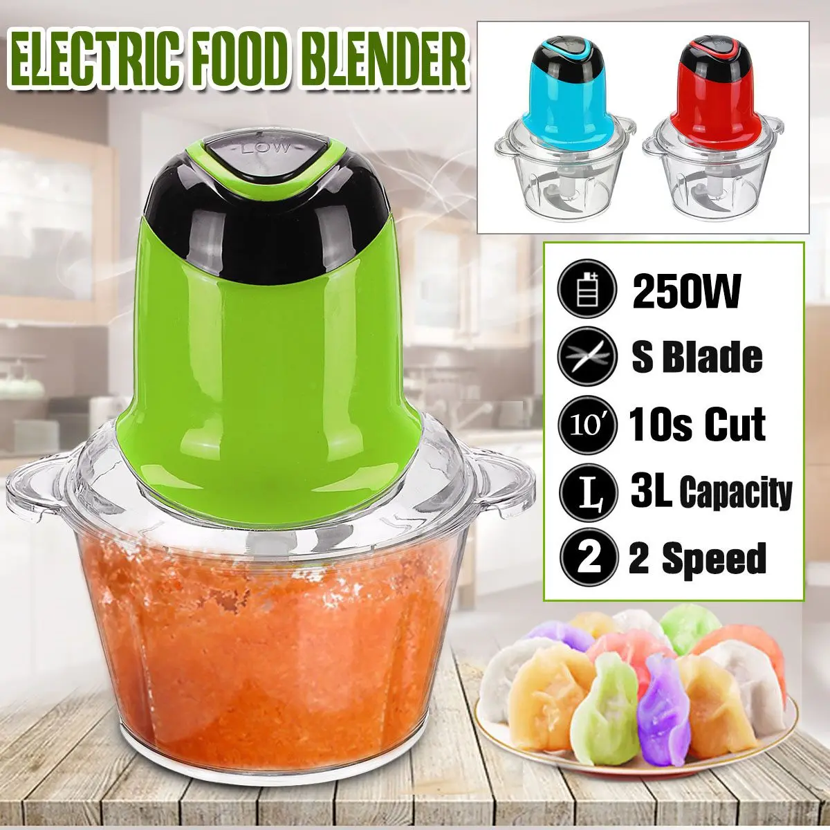 

3L 250W Double Speed Electric Kitchen Meat Grinder Food Chopper Shredder Stainless Steel Electric Household Kitchen Tools