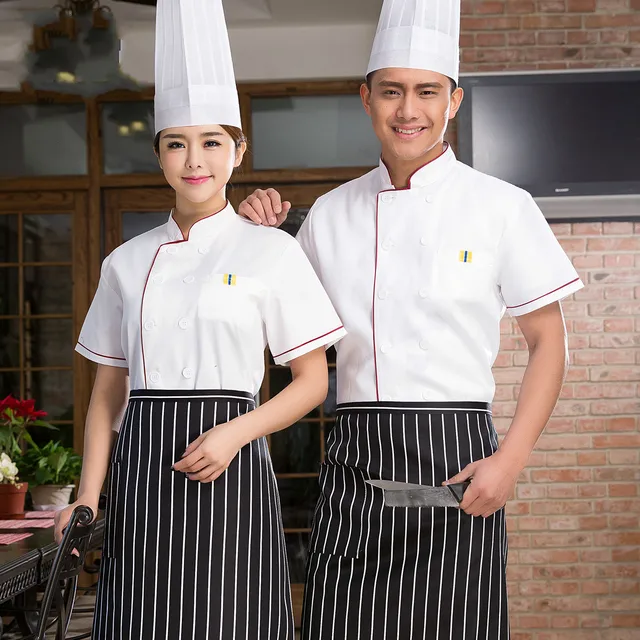 Men Chef's Uniforms Short Sleeve Restaurant Chef Clothing Cake Bakers
