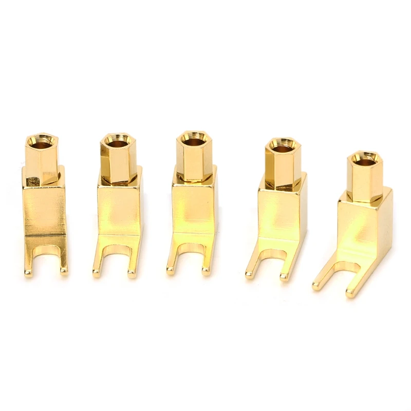 

OOTDTY 5pcs Banana to Spade Adapter Plugs Y Type Speaker Cable Connector Banana Socket