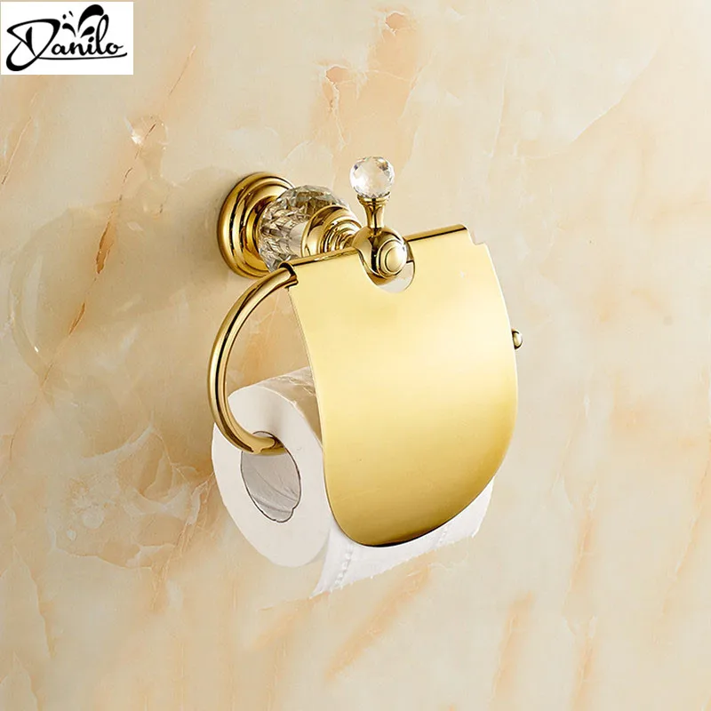 Новый роскошный настенный золотистый держатель рулона для туалетной бумаги с