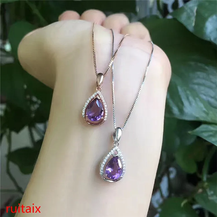 KJJEAXCMY boutique jewels ожерелье из серебра 925 пробы с натуральным аметистом и подвеской. |