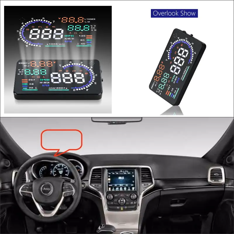 Автомобильный HUD Дисплей для Jeep Grand Cherokee/Compass/Liberty/Patriot OBD безопасный проектор