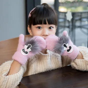 

1 Pair New Winter Boy Girl Cartoon Villain Gloves Cute Knit Finger Mittens Outdoor Sports Plush Keep Warm Gift Unisex Gloves
