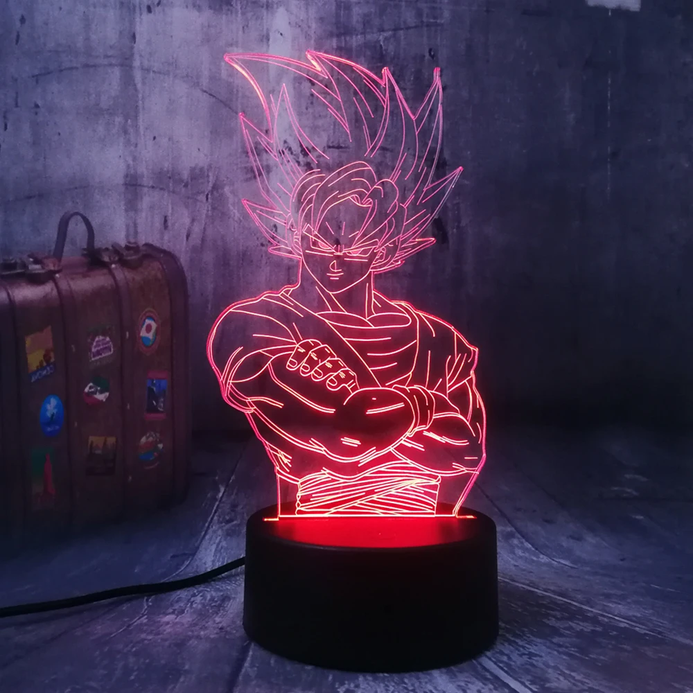 Saiyan Son Goku Dragon Ball Kakarotto 3D светодиодный Ночной светильник, настольные вечерние лампы, домашний декор, детская игрушка, рождественский подарок, Прямая поставка