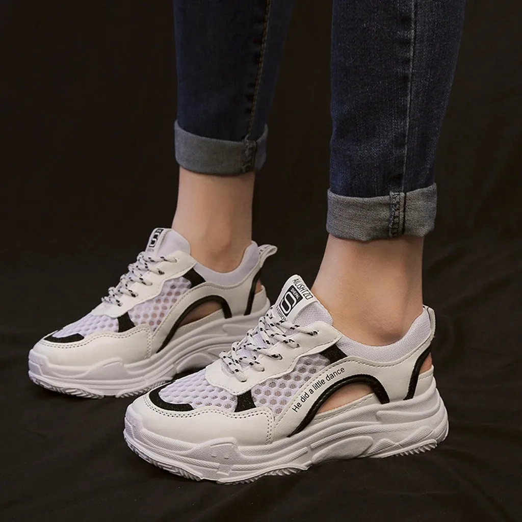 

SAGACE Shoes Women Fashion Sports Shoes White Hallow Out Shoes Outdoor Bling Summer Shoes Lace Up Girls Sneaker Dropship May28