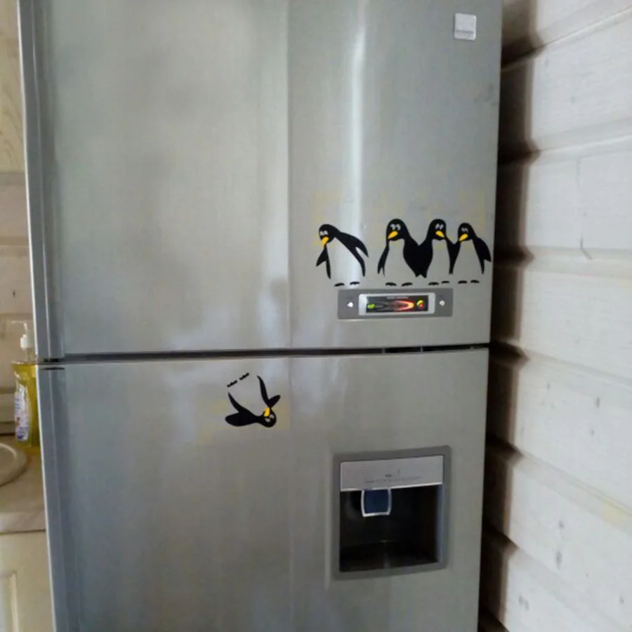 Funny penguin kitchen fridge sticker kitchen wall sticker carved white border wall stickers home decor living room