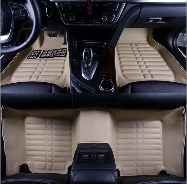 Car Accessories interior Leather floor mat , 3 D Car floor mats Custom fit Front/Rear Full Set Embroidery car-styling