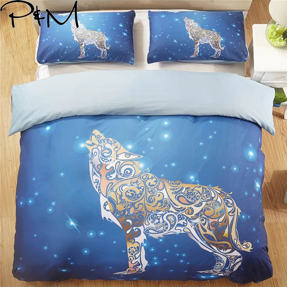 

PAPA&MIMA bedding set microfiber Fabric 3D Animal wolf Duvet Cover sets Pillowcases King Queen Double Twin single size