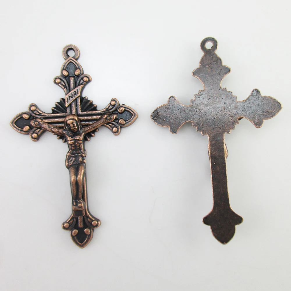 

100pcs of 2 Inches Religious Antique Copper Rosary Crucifix Cross Pendant