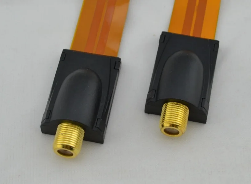 

100pcs/Lot, 26cm FLAT FCOAXIAL CABLE Female F CONNECTOR PASS Home/Car WINDOW DOOR SATELLITE ANTENNA TV,Free shipping