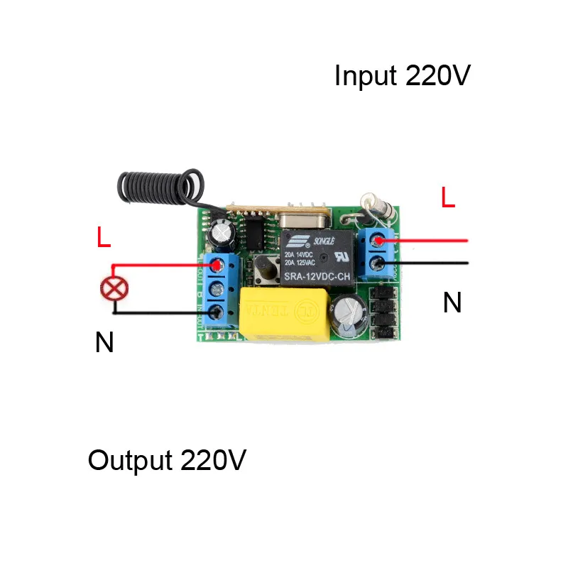 AC 220 В 1CH реле мини-приемник 10A дистанционный переключатель вход ac220в выход 220 В беспроводной переключатель 315/433. 92 МГц Супергетеродинный RX