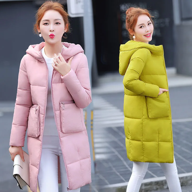 

2017 new winter in the long section hooded loose down jacket Slim plus bread jacket thick cotton jacket female jacket