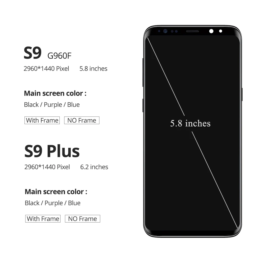 AMOLED сменный ЖК-дисплей для SAMSUNG Galaxy S9 S9+ сенсорный ЖК-экран дигитайзер с рамкой G960 G965 дисплей