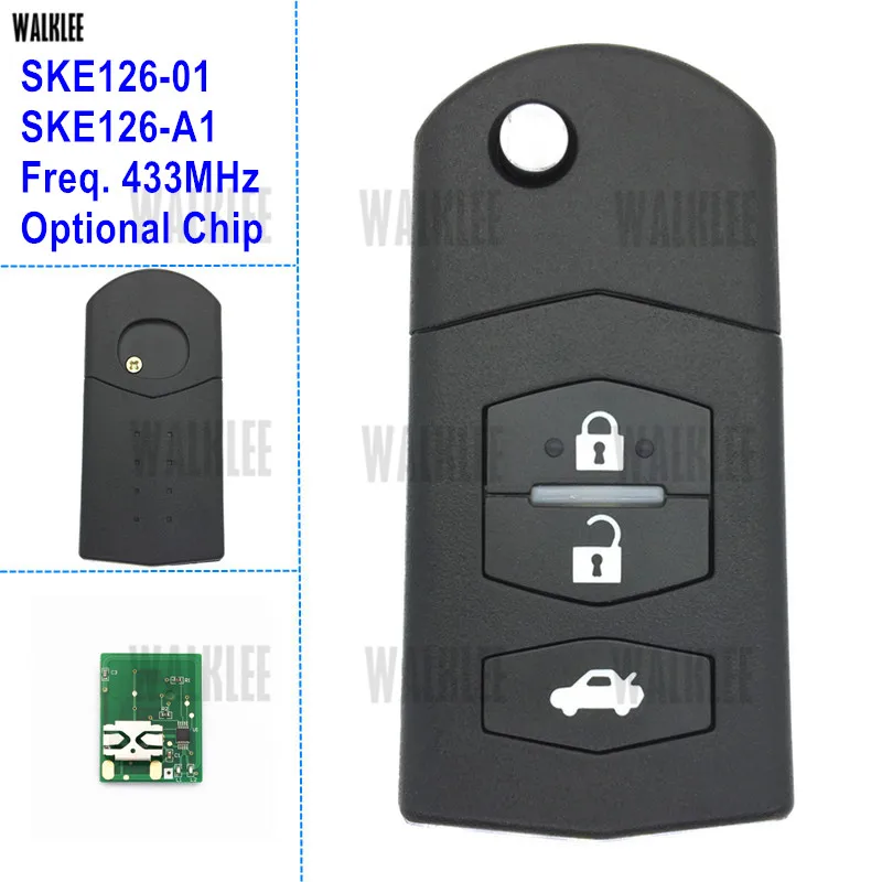 

WALKLEE New Remote Key work for MAZDA M2 M3 M5 M6 M8 433MHz Car Keyless Entry Transmitter Model SKE126-01/SKE126-A1
