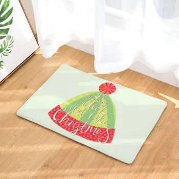 

Festival Gift Floor Mats Christmas Blessing Words Design Printed Flannel Anti Slip Carpet for Door Bed Sofa front Bathroom Rugs