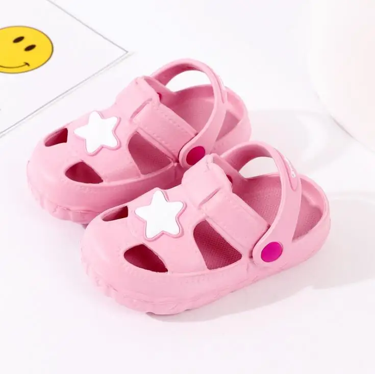 summer Children boys girls EVA Slippers five star Non-slip beach hole shoes different styles 140-180 XQ01 - Цвет: 0088-2 light pink