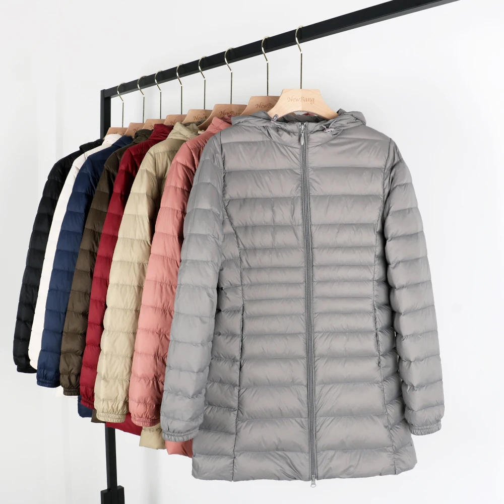 Матовая ткань 5XL 6XL Плюс длинный пуховик для женщин Зимний ультра легкий пуховик для женщин с капюшоном пуховик женский пальто большого размера