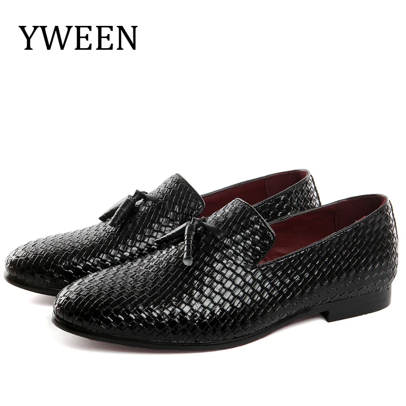 

YWEEN New Style Men's Loafers Braid Leather Shoes Men Casual Oxford Shoes Man Flats Large size