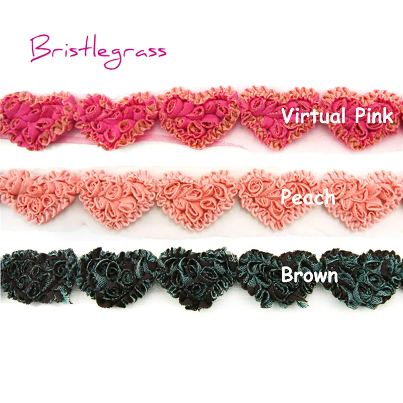 BRISTLEGRASS 1 Yard Crocheted Cotton Heart Flower Tulle Mesh Lace Trim Kid Headband Bride Wedding Dress Costume DIY Sewing Craft | Дом и сад