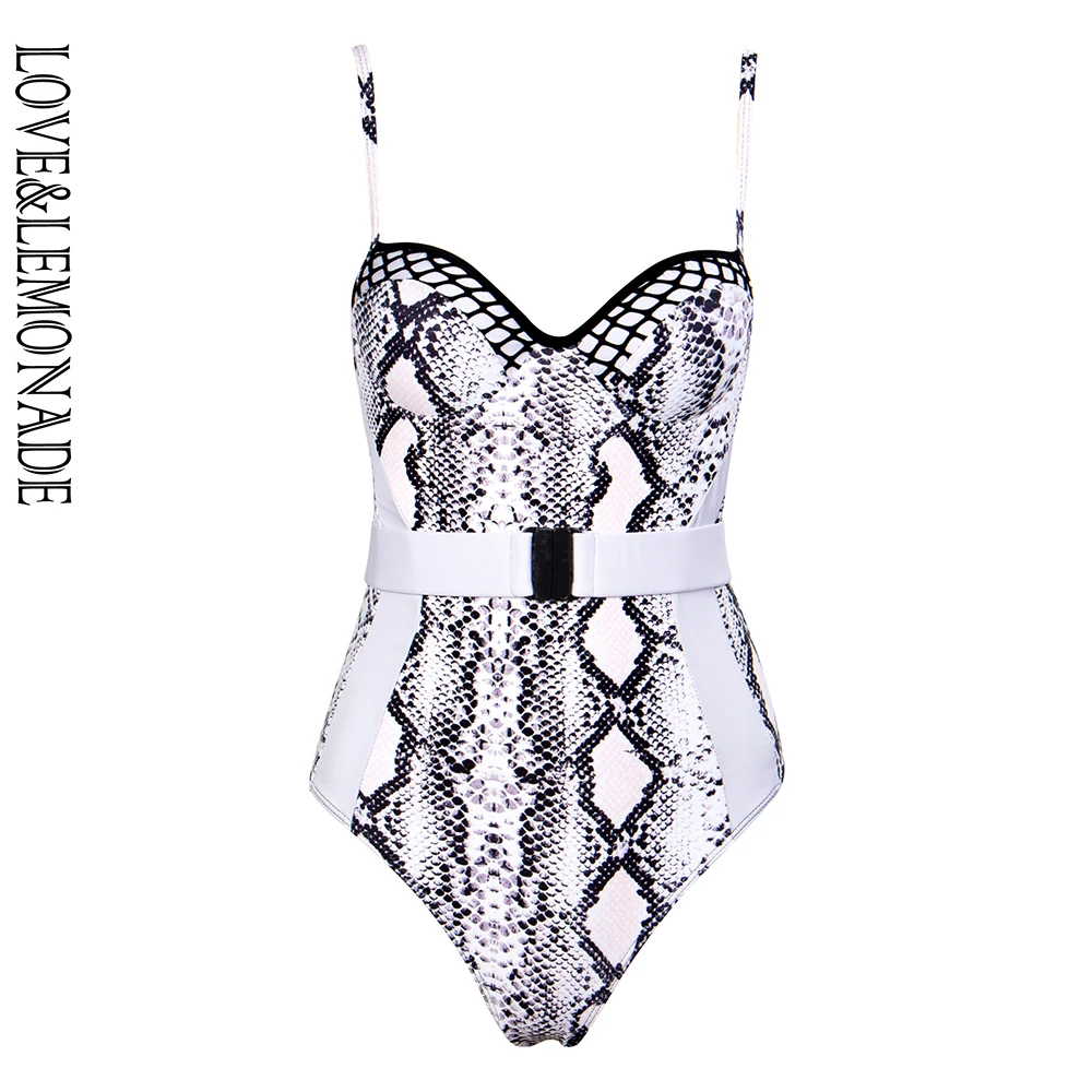 

Love&Lemonade Sexy Tube Top Snake Stitch Stitching SWIMSUIT (Whit Belt) LMS06
