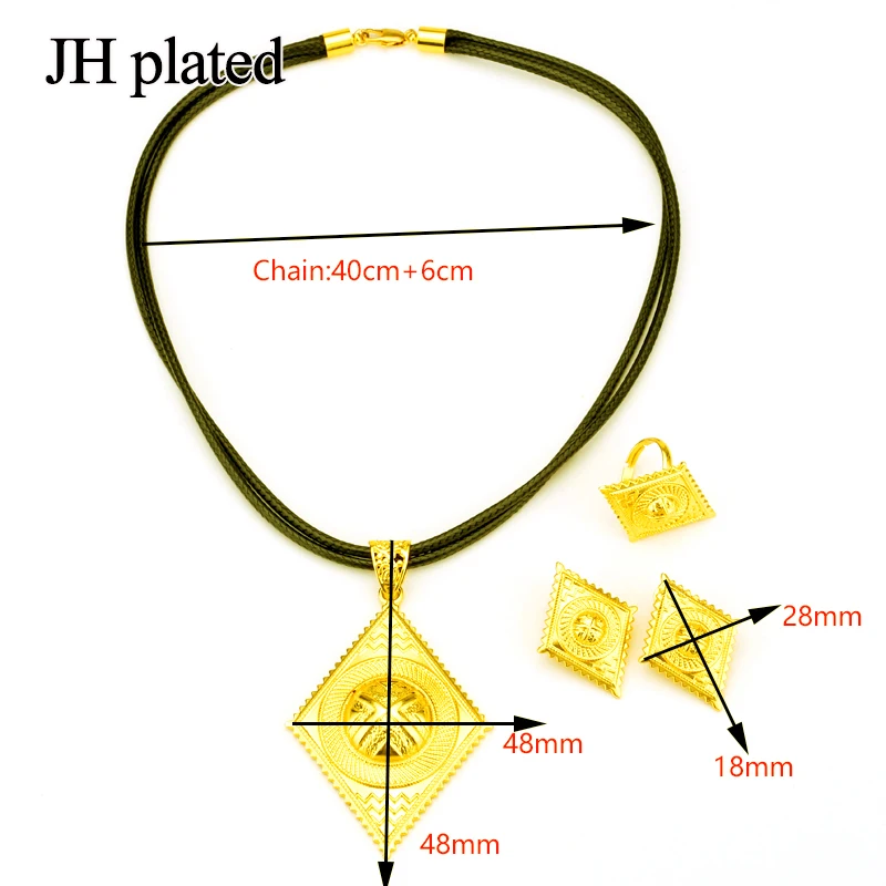 JHplated женские модные Ювелирные наборы с черной веревкой и цепочкой эфиопские ювелирные изделия Эритрея Африканский набор