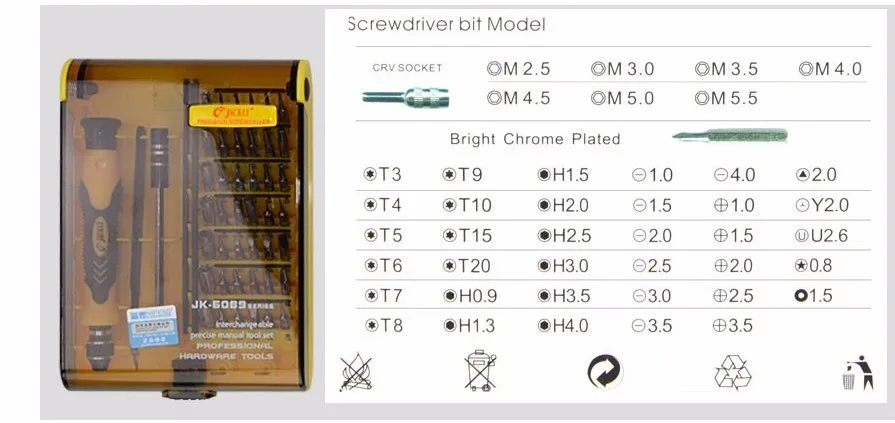 JACKLY JK6089A 45 в 1 магнитный Набор отверток прецизионных отверток Tool Kit Torx 100% оригинальный JACKLY jackmy