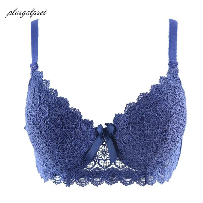 

PlusGalpret Plus Size Bras For Women Lace bralette Floral taille soutien gorge Wedding Underwear Sexy Bra Push-up Lace Top 38-44