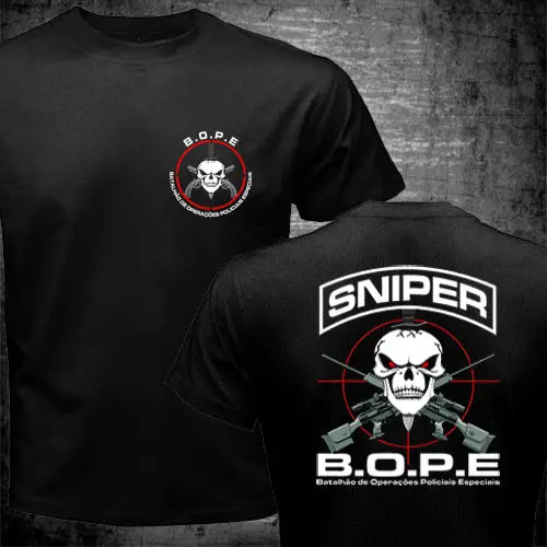 

BOPE Tropa De Elite Sniper Unit Scout Brazil Police Special Forces T shirt men two sides gift Casual tee USA size S-3XL