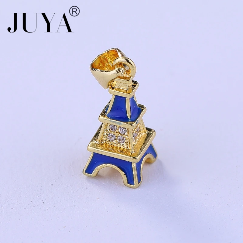 

5 Pcs/Lot Eiffel Tower Enamel Charms for Jewelry Making Gold Plated DIY Charm for Bracelet Necklace Pendant Accessories