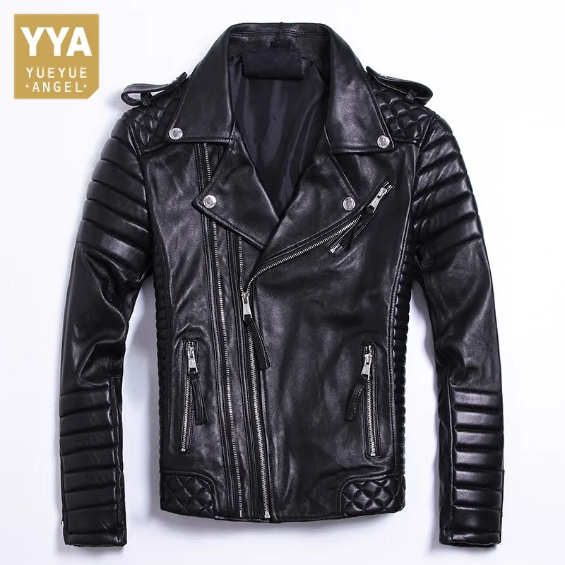 Luxury Black Plus Size Brand Classic Sheepskin Natural Leather Jackets ...