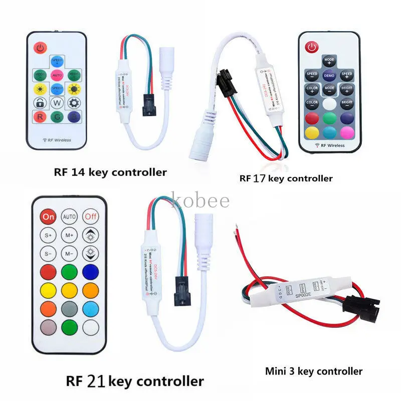 

mini 3key RF 14key 21key mini little led pixel strip light controller for WS2811 SK6812 WS2812B 6803 1903 with remote controller