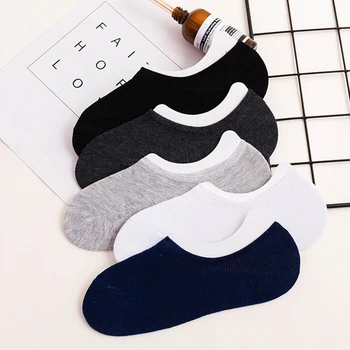 

5 Pairs Sneaker Solid Sports Comfortable Elastic Non Slip Boat Soft Men Invisible Socks Cotton Blend Sweat Absorbing Casual