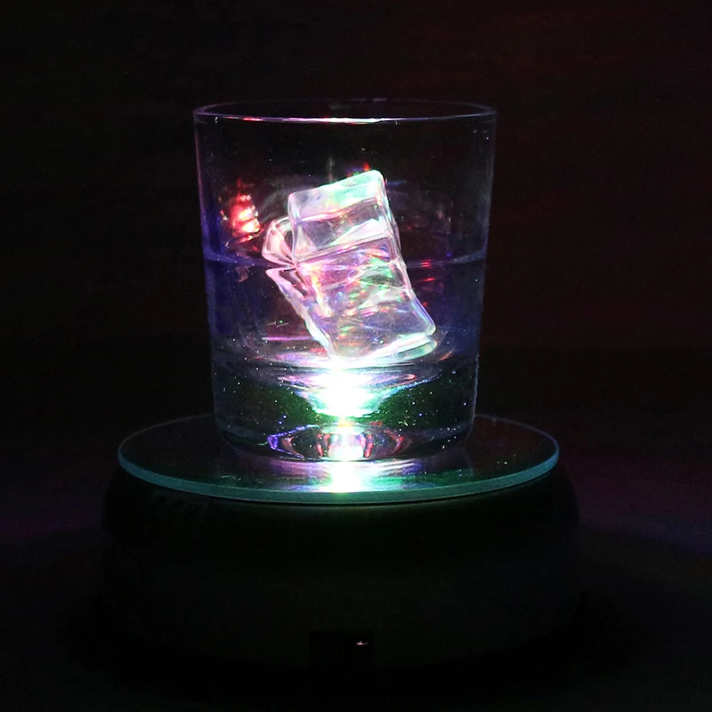 New 7 LED 4'' Unique Rotating Crystal Display Base Stand White Light W/AC Adapter