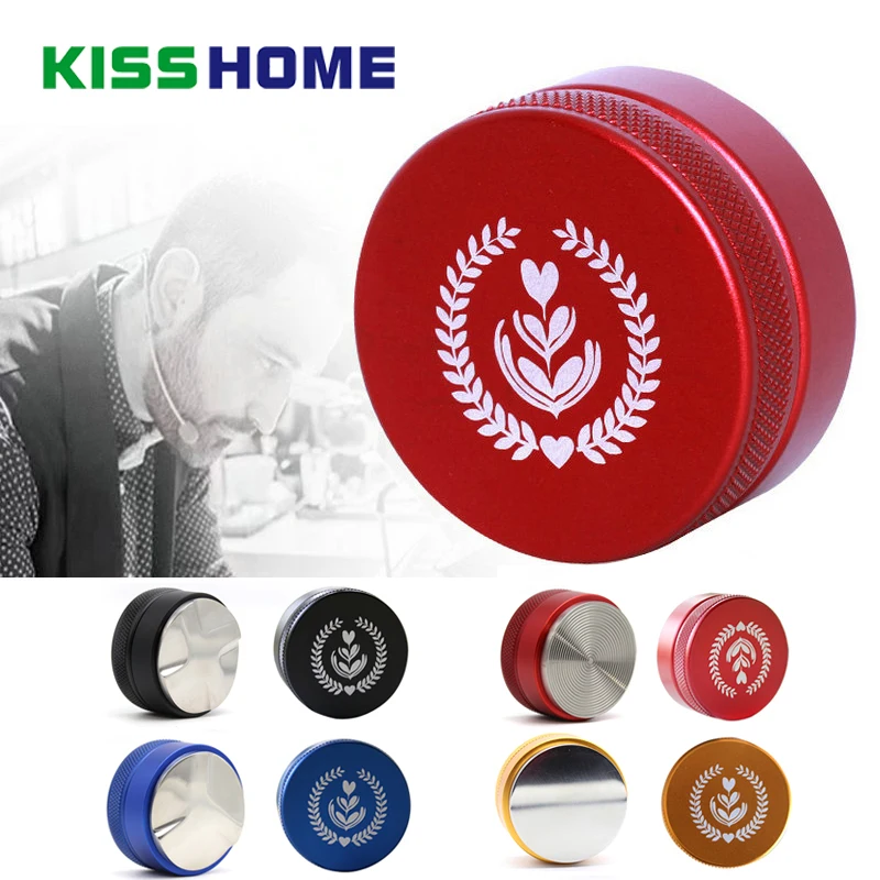 Günstige Flache Gewinde Kaffee Espresso Tamper 304 Edelstahl One Drei Vier Abgewinkelt Pisten Basis Pulver Hammer Verteilung zubehör