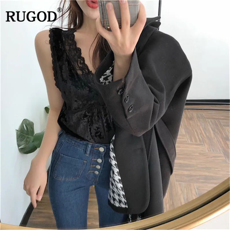 RUGOD Sexy lace hollow out patchwork women vest Fashion Solid