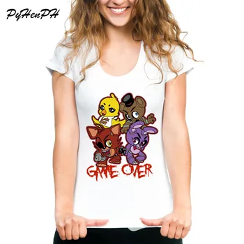 

New Cartoon 5 Nights T-shirt Women Harajuku Five Nights At Freddy Design Women's T shirt Short Sleeve Summer Clothes Lady Tees