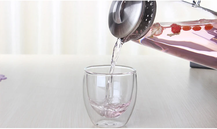 Термостойкий стеклянный графин с нержавеющей сталью или бамбуком или стеклянной крышкой кувшин для горячей или холодной воды фруктовый цветок чайная бутылка для воды SH23
