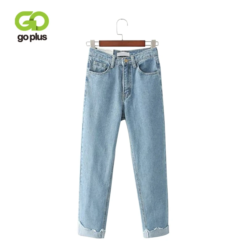 GOPLUS 2019 New Spring Autumn Plus Size Fashion High Waist Ankle Length Jeans Vintage Harem Pants Loose Women Mom Jeans C6617
